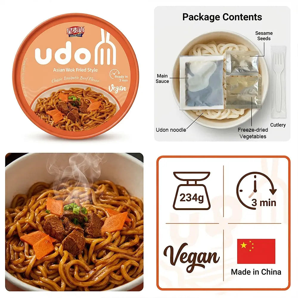 Udon Asian Wok Fried Style 234g - Gusto Classic Beef
