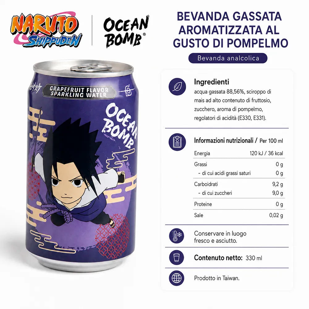 Bevanda Gassata Naruto Shippuden 330ml - Gusto Pompelmo