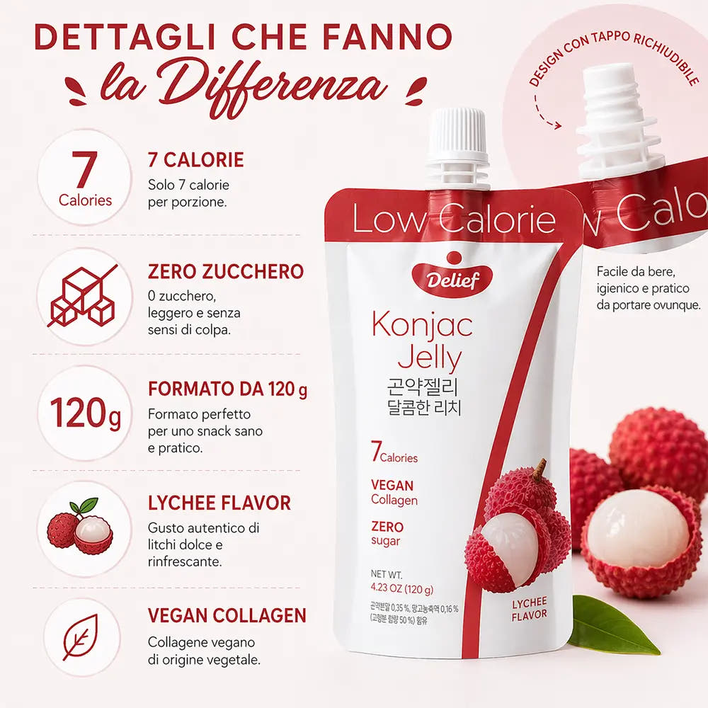Delief | Gelatina di Konjac 120g - Gusto Litchi