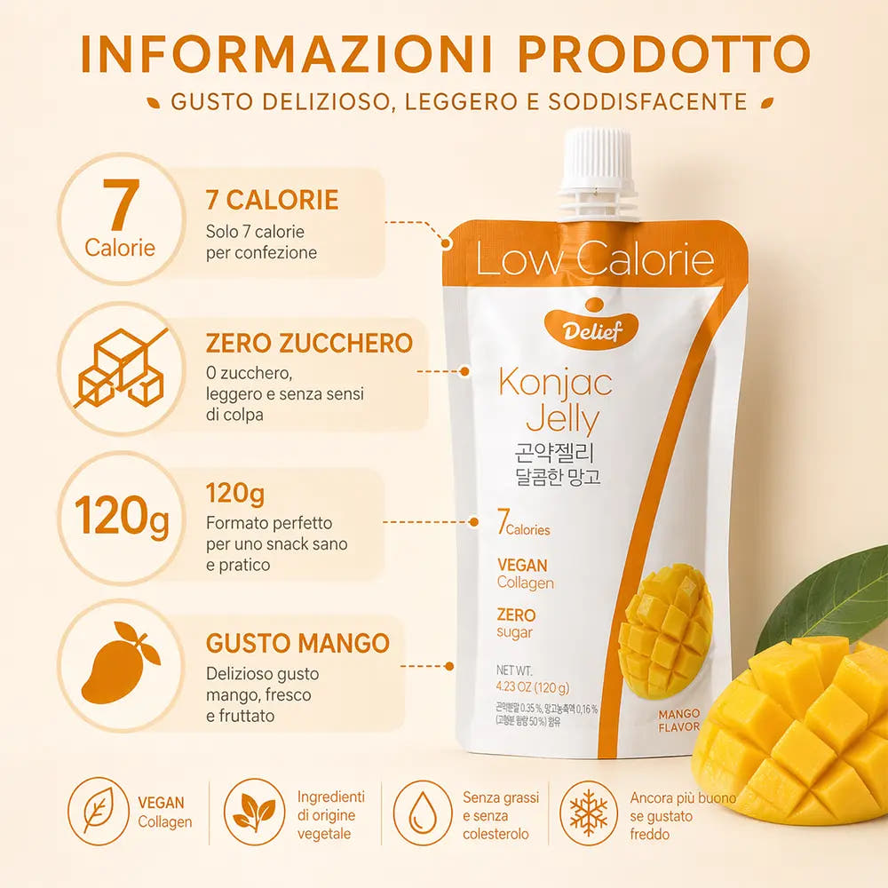 Delief | Gelatina di Konjac 120g - Gusto Mango