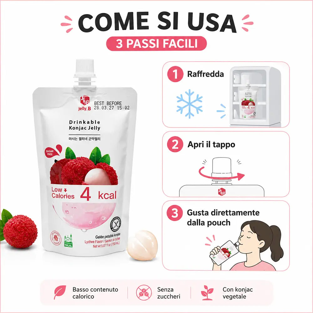 Gelatina di Konjac da Bere 150ml - Gusto Litchi