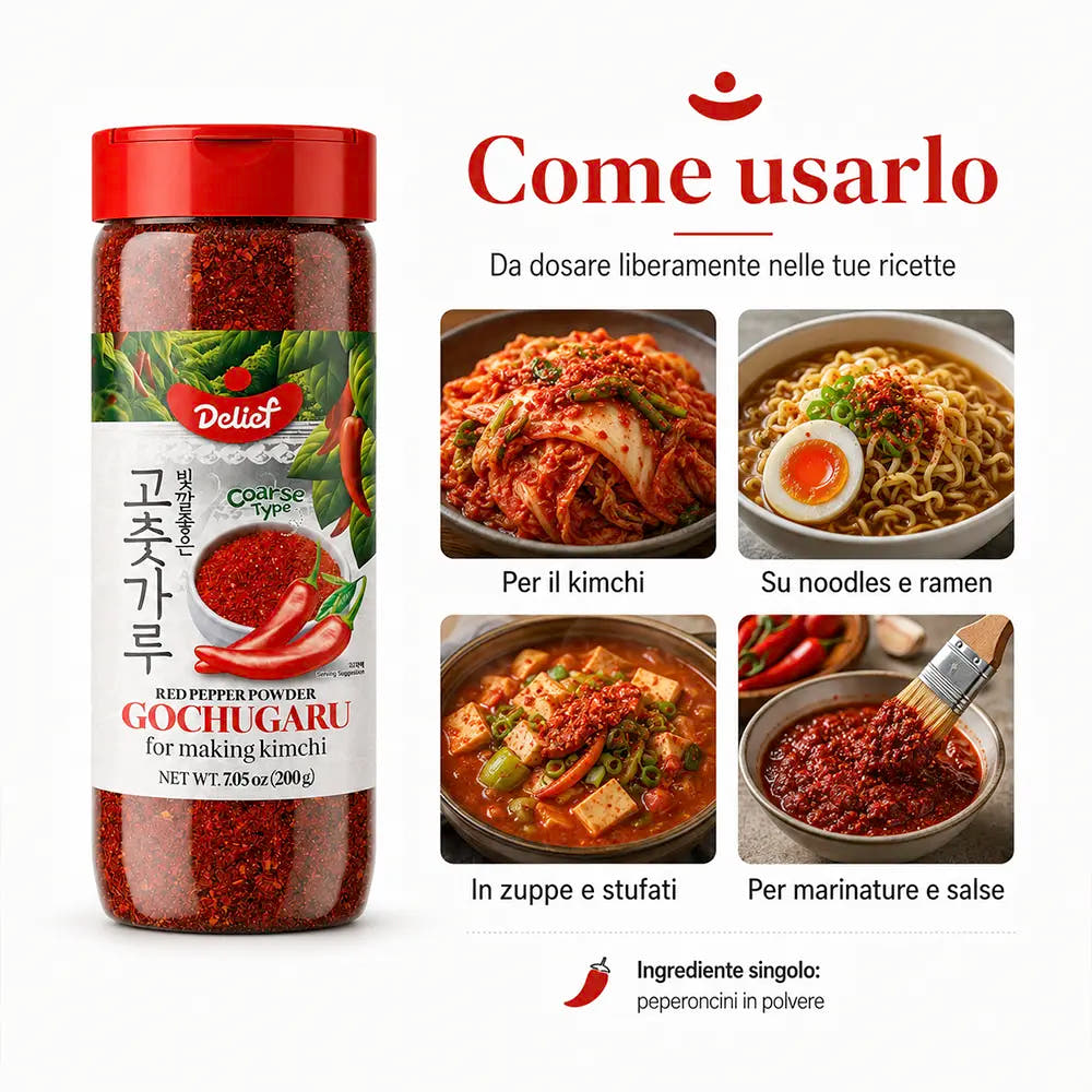 Gochugaru 200g – Peperoncino Rosso Coreano a Grana Grossolana