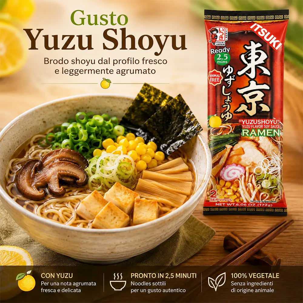 ITSUKI | Ramen Giapponese Istantaneo per Due Persone 172g - Gusto Shoyu e Yuzu di Tokyo