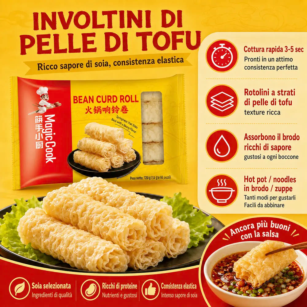 Involtini di Tofu per 120g - Ideale per Hotpot/Ramen