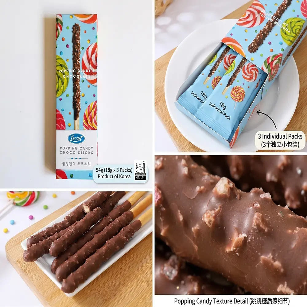 Lovint | Choco Sticks 54g - Gusto Cioccolato con Caramelle Frizzanti