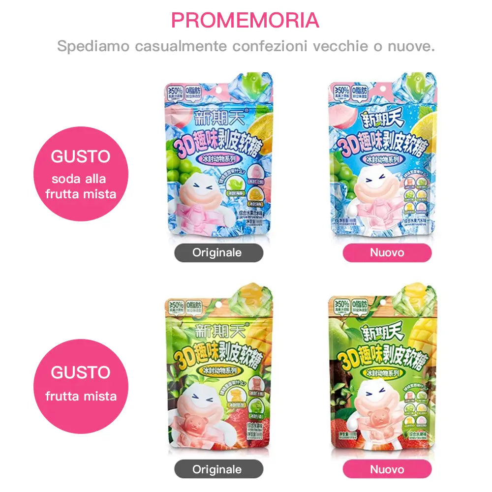 Tier-Serie | 3D-Bonbons zum Abziehen 60 g – Geschmacksrichtung: Fruchtmix